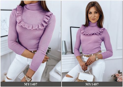 PRĄŻKOWANY SWETER DAMSKI GOLF KOLORY ox128 UNI na Arena.pl