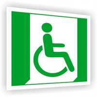 Tabliczka ewakuacyjna z nadrukiem 10x10 cm Wyjście dla niepełnosprawnych