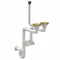 Syfon Zlewozmywakowy ZŁOTY Przyścienny Ręczny 2kom