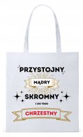 Torba Biała Eco Shopper Dla Chrzestnego Prezent Z Nadrukiem Ze Zdjęciem