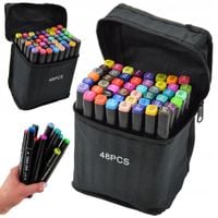 tg70308 markery alkoholowe pisaki dwustronne zakreślacze 48szt. zestaw+etui