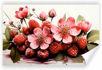 Fototapeta PREMIUM STRUKTURA ZMYWALANA NA WYMIAR kwiaty truskawki
