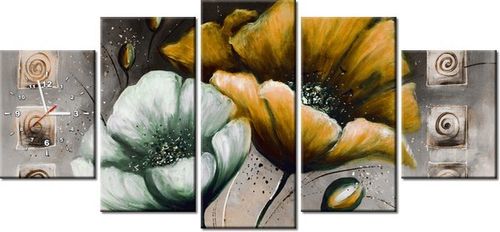 70CM 150CM ZEGAR 5 ELEM MALOWANE MAKI ZÓŁCI DRUK OBRAZ na Arena.pl