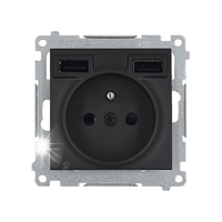 GNIAZDO POJEDYNCZE Z ŁADOWARKĄ 2xUSB SIMON 54 DGZ1ZUSB2AA.01/49 CZARNY MAT