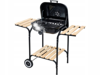 GRILL OGRODOWY WĘGLOWY PRZENOŚNY Z 3 PÓŁKAMI NA KÓŁKACH POKRYWA BBQ 40X45CM