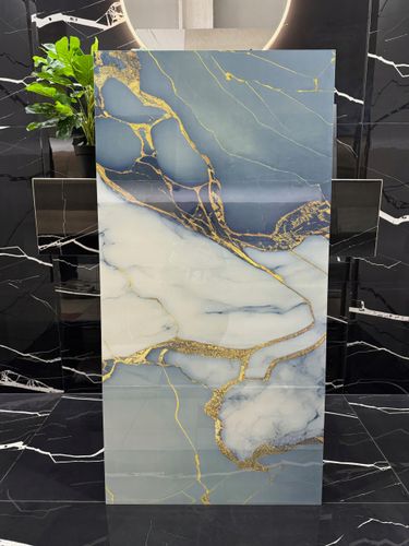 Gres onyx 120x60 niebiesko-biały ze złotym użyleniem -połysk ZŁOTE REFLEKSY na Arena.pl