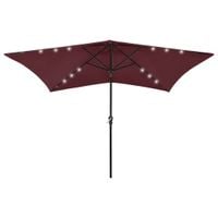 Emaga Parasol z lampkami LED, na stalowym słupku, bordo, 2x3 m