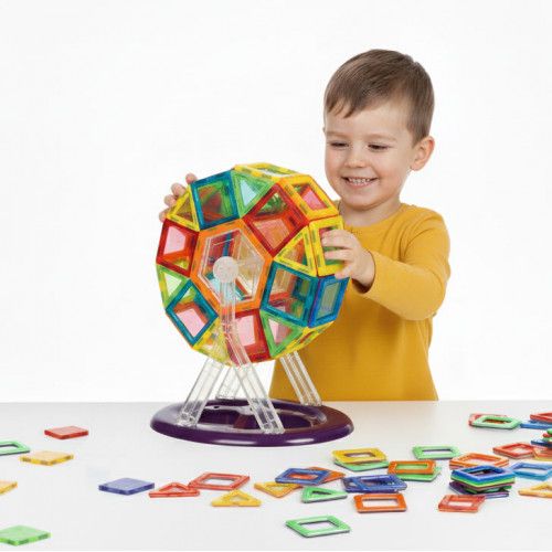 KLOCKI MAGNETYCZNE DLA DZIECI DOMEK AUTKO KARUZELA 70 ELEMENTÓW na Arena.pl