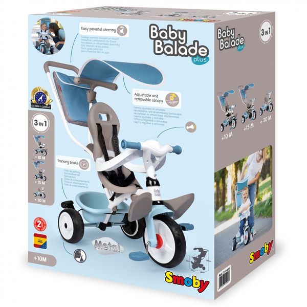 SMOBY Rowerek Trójkołowy Baby Balade plus Niebieski zdjęcie 10