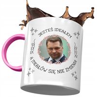 Kubek Różowy Przemysław Czarnek Pis Prezent Z Nadrukiem Ze Zdjęciem