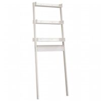 Półka łazienkowa, biała, 63,5x32x179 cm, lite drewno sosnowe