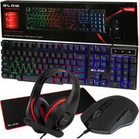 ZESTAW GAMINGOWY DLA GRACZA KLAWIATURA MYSZKA PODKŁADKA SŁUCHAWKI MIKROFON
