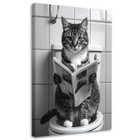 Obraz do łazienki wc, Humorystyczny kot czytający gazetę