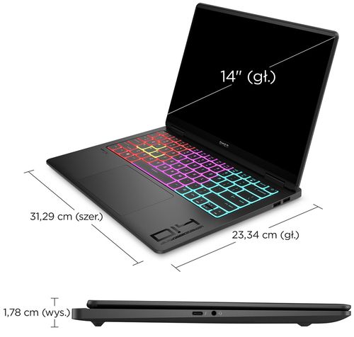 HP OMEN Transcend 14 3K OLED 120Hz Intel Core Ultra 9 285H 16-rdzeni 32GB LPDDR5x 1TB SSD NVMe NVIDIA GeForce RTX 5070 8GB W11 na Arena.pl