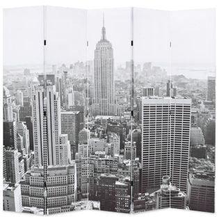Składany parawan, 200x170 cm, Nowy Jork za dnia, czarno-biały
