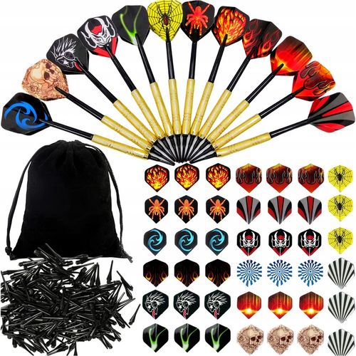 ZESTAW 12 RZUTEK DO DARTA 100 GROTÓW + 42 PIÓRKA RZUTKI DART GRA PALETKI na Arena.pl