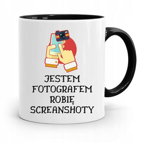 Kubek Czarny Dla Fotografa Robie Screanshoty Z Nadrukiem Ze Zdjęciem na Arena.pl