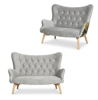 Sofa Kanapa Uszak Skandynawska szare palmy welur Luna Prin Duo Family Meble