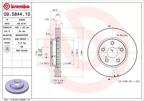 TARCZA HAM PRZOD 255X25 V BREMBO na Arena.pl
