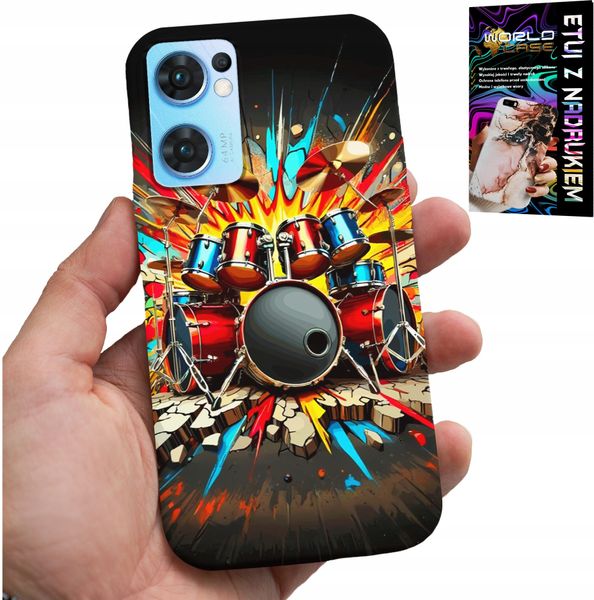 ETUI DO OPPO RENO7 5G - ROCK PERKUSJA BĘBNY ROCK & ROLL + FOLIA zdjęcie 1