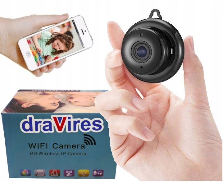 Kamera wifi draVires ip szpiegowska mała mini podczerwień zdjęcie 1