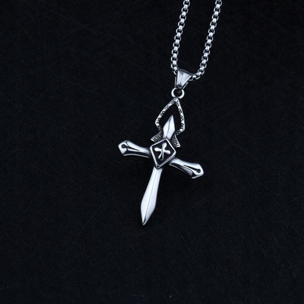 NASZYJNIK Srebrny Stal KRZYŻYK KRZYŻ MODLITWA 368 zdjęcie 6