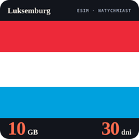 Karta eSIM Internet Luksemburg 10 GB na 30 dni - bez rejestracji