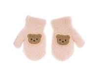 Rękawiczki jednopalczaste futerkowe misiu pudrowy róż 14cm