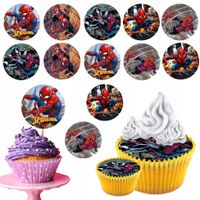 OPŁATEK na BABECZKI MUFFINKI zestaw na urodziny 12szt. - SPIDERMAN