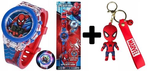 zegarek dziecięcy SPIDERMAN dla chłopca dzieci LEDowy świeci + BRELOK duży na Arena.pl