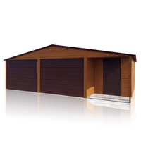 Garaż Blaszany z wnęką 8x6 złoty dąb + ciemny brąz PREMIUM