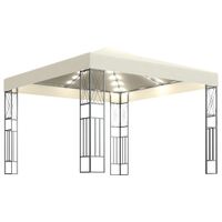 Altana ze sznurem lampek LED, 3x3 m, kremowa tkanina