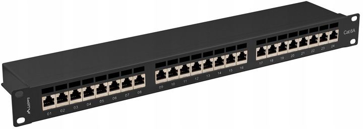 PATCHPANEL 24 PORT 1U 19" KAT.6A FTP EKRANOWANY CZARNY LANBERG zdjęcie 3
