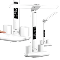 Lampka biurkowa biurowa LED z wyświetlaczem LCD nowoczesna z organizerem