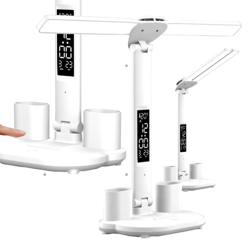 Lampka biurkowa biurowa LED z wyświetlaczem LCD nowoczesna z organizerem na Arena.pl