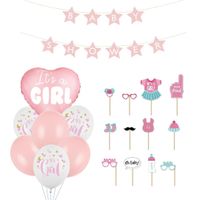 Zestaw dekoracje na Baby Shower dziewczynki balony baner rekwizyty do zdjęć
