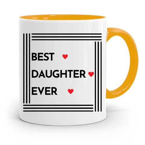 Kubek Żółty Prezent Dla Córki Best Daughter Ever Z Nadrukiem Ze Zdjęciem na Arena.pl