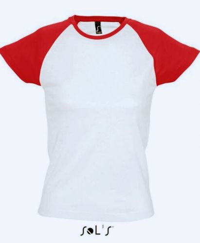 T SHIRT BLUZKA KOSZULKA DAMSKA 2XL BIAŁA Z CZERWIENIĄ BAWEŁNA SOL'S na Arena.pl