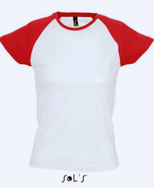 T SHIRT BLUZKA KOSZULKA DAMSKA 2XL BIAŁA Z CZERWIENIĄ BAWEŁNA SOL'S zdjęcie 2