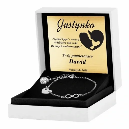 SREBRNA BRANSOLETKA 925 SERDUSZKO GRAWER zdjęcie 7