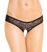 Czarne koronkowe majtki z dziurką M/L