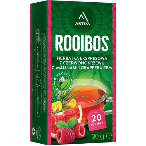 Herbata ziołowa w torebkach Astra Rooibos malina i grapefruit 20szt x20 na Arena.pl