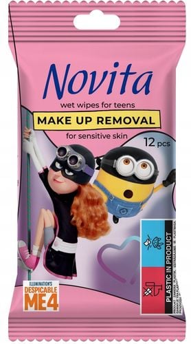 novita minionki chusteczki nawilżane do demakijażu dla nastolatków, 12 szt. na Arena.pl