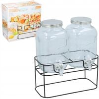 Słój z Kranikiem 2x 4l Słoiki+ podstawka do ogrodu na piknik lemoniadę wodę