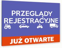 nadruk UV TABLICZKA reklamowa szyld PRZEGLĄDY REJESTRACYJNE DIBOND 40x30
