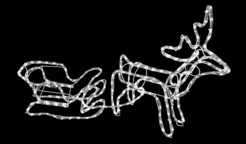 Renifer Świąteczny z Saniami Figurka Świecący LED BIAŁY Zewnętrzny Duży na Arena.pl