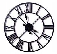 ZEGAR RZYMSKI VINTAGE RETRO LOFTOWY CZARNY METALOWY ŚCIENNY DUŻY LOFT 50 cm