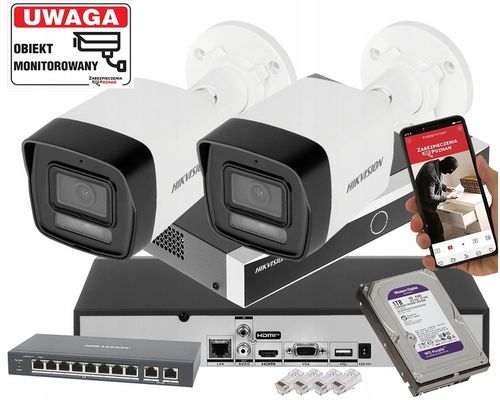Zestaw monitoringu IP Hikvision 2x DS-2CD1043G2-LIU 4Mpx Światło Hybrydowe na Arena.pl