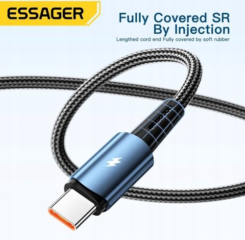 Kabel 2 metry czarny Essager USB A do USB-C 6A SZYBKIE ŁADOWANIE 120W 6A 2M na Arena.pl