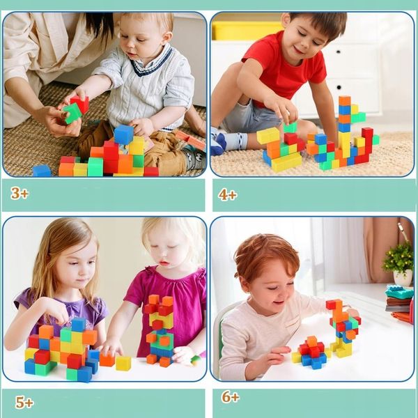 Klocki magnetyczne edukacyjne KOSTKI SZEŚCIANY Zestaw 64 el. magnesy zdjęcie 2